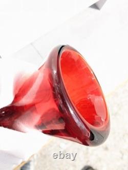 Vintage Murano Venetian Red Lilac Sommerso Italian Art Glass Vase Manganese Glow