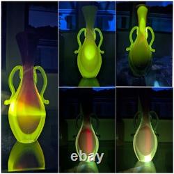 Vintage Murano Venetian Red Lilac Sommerso Italian Art Glass Vase Manganese Glow