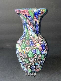 Vintage Murano art glass Fornasa De Murano millefiori murine large vase Italy