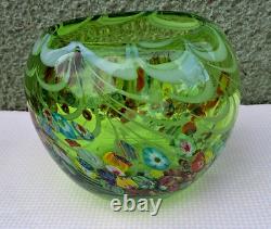 Vintage Murano glass Millefiori Vase/fish bowl, Large 21cm, Heavy 4 kilos 80's