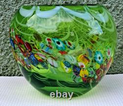 Vintage Murano glass Millefiori Vase/fish bowl, Large 21cm, Heavy 4 kilos 80's
