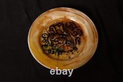 Vintage Opaline Dish Hand Painted with Arabic Words Abstract Art Decor Wall Rare