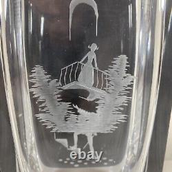 Vintage Orrefors Nils Landberg Romeo and Juliet Swedish Art Glass Vase Heavy vtg