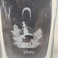 Vintage Orrefors Nils Landberg Romeo and Juliet Swedish Art Glass Vase Heavy vtg