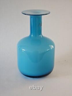 Vintage Otto Brauer Sky Blue Gulvase For Holmegaard Glass Denmark MCM