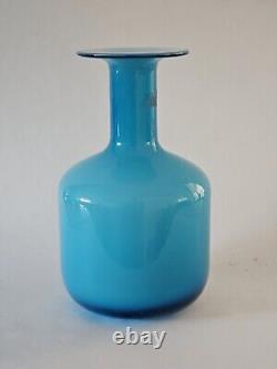 Vintage Otto Brauer Sky Blue Gulvase For Holmegaard Glass Denmark MCM