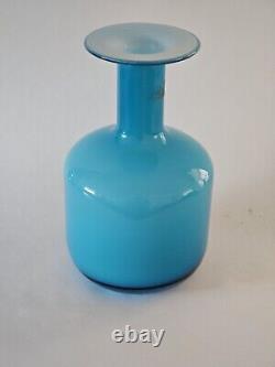 Vintage Otto Brauer Sky Blue Gulvase For Holmegaard Glass Denmark MCM