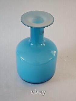 Vintage Otto Brauer Sky Blue Gulvase For Holmegaard Glass Denmark MCM