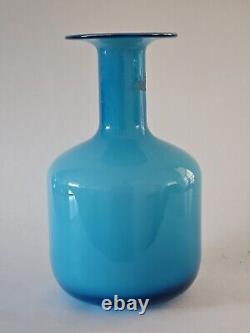 Vintage Otto Brauer Sky Blue Gulvase For Holmegaard Glass Denmark MCM