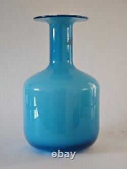 Vintage Otto Brauer Sky Blue Gulvase For Holmegaard Glass Denmark MCM