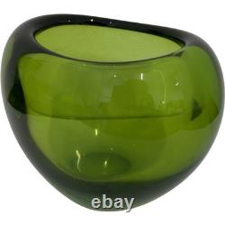 Vintage Per Lütken Holmegaard Glassworks Green Heart Shaped Vase 60s Home Decor