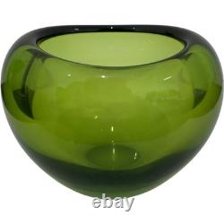 Vintage Per Lütken Holmegaard Glassworks Green Heart Shaped Vase 60s Home Decor