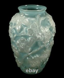 Vintage Phoenix / Consolidated Art Glass Blue-green Dogwood Vase Reuben Haley