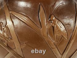 Vintage Phoenix / Consolidated Art Glass Brown Sepia Katydid Vase Reuben Haley
