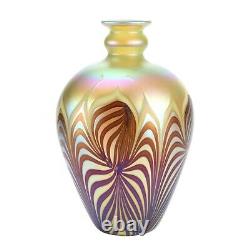 Vintage Rick Satava Studio Iridescent Art Glass Vase Vibrant Colors