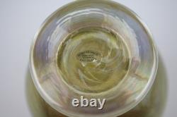 Vintage Robert D Held, Iridescent Art Glass Ruffled Feather Vase, Gold & Purple