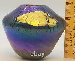 Vintage Robert Eickholt 4 1/2 Volcano Art Glass Vase Signed 1992