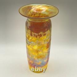 Vintage Roger Roland Signed Art Glass Vase Golden Iridescent Hand Blown 8¾-inch