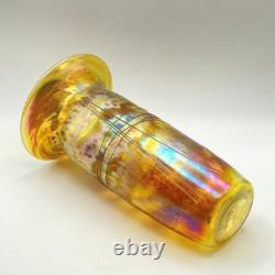 Vintage Roger Roland Signed Art Glass Vase Golden Iridescent Hand Blown 8¾-inch