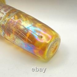 Vintage Roger Roland Signed Art Glass Vase Golden Iridescent Hand Blown 8¾-inch