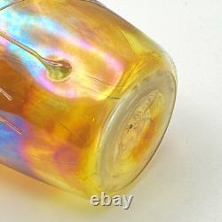 Vintage Roger Roland Signed Art Glass Vase Golden Iridescent Hand Blown 8¾-inch