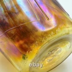 Vintage Roger Roland Signed Art Glass Vase Golden Iridescent Hand Blown 8¾-inch