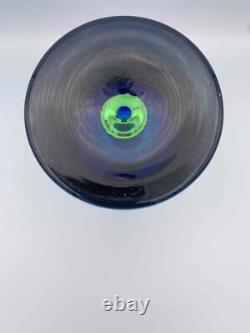 Vintage SEDA Bo Borgstrom Sweden Art Glass Blue & Green Bubble VASE Mid Century