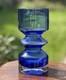 Vintage Scandinavian Blue Glass Vase 20cm Riihimaki Style Mcm 60s