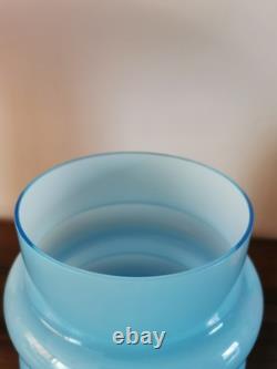 Vintage Scandinavian Hooped Blue Cased Glass Vase 60s 70s Swedish alsterfors