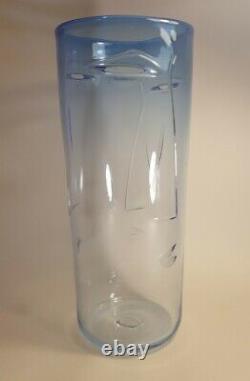 Vintage Scottish Etched'Face' art glass vase by Graham Muir