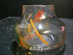 Vintage Signed Fostoria Impressions Art Glass Vase 3.75 x 5 x 5 Excellent Con