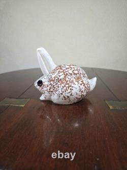 Vintage Signed Glasform John Ditchfield Mottled Art Glass Rabbit Figurine