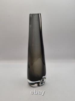 Vintage Signed Nils Landberg Sommerso Vase for Orrefors In Dusk Grey 1960s MCM