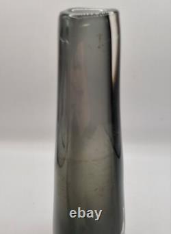 Vintage Signed Nils Landberg Sommerso Vase for Orrefors In Dusk Grey 1960s MCM