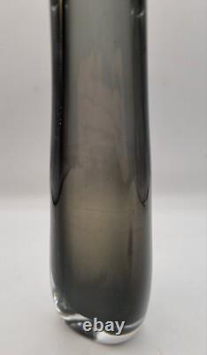 Vintage Signed Nils Landberg Sommerso Vase for Orrefors In Dusk Grey 1960s MCM