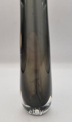 Vintage Signed Nils Landberg Sommerso Vase for Orrefors In Dusk Grey 1960s MCM