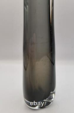 Vintage Signed Nils Landberg Sommerso Vase for Orrefors In Dusk Grey 1960s MCM