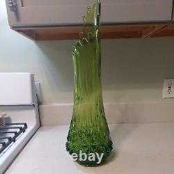 Vintage Smith Green Glass Diamond Swung Vase