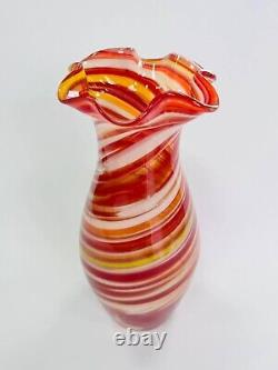 Vintage Soviet Art Glass Colored Vase Home Decor Made in Ukraine 23 cm