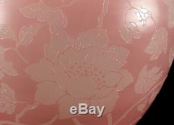 Vintage Steuben Acid-etched Floral Art Glass Vase Pink Rosaline & Alabaster 6078