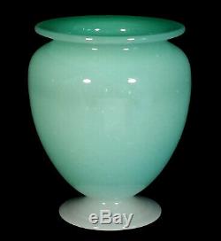 Vintage Steuben Carder Era Footed Art Glass Vase Green Jade & Alabaster #938