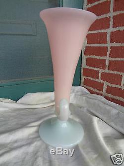 Vintage Steuben Clambroth Stevens Williams Rose Jade Art Glass Cornucopia Vase