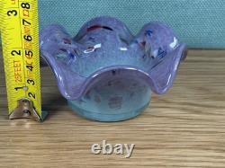 Vintage Strathearn Art Glass Vase Green/Lilac Leaping Salmon & Matching Dish