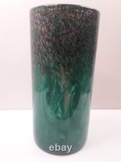 Vintage Strathearn Glass Vase 1960s Copper Inclusions Leaping Salmon Mark Pontil
