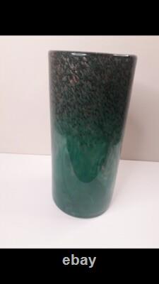 Vintage Strathearn Glass Vase 1960s Copper Inclusions Leaping Salmon Mark Pontil
