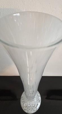 Vintage Tall Single Stem Lily Art Glass Vase Confetti Mottled White