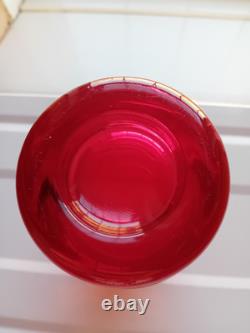 Vintage Tamara Aladin Red Art Glass Vase 7.5 inch tall approx 1960s Good Condit
