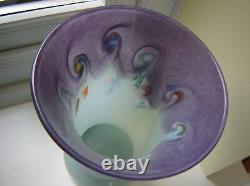 Vintage Vasart Strathearn Art Glass Vase Crieff Scotland Purple Lilac pale Blue