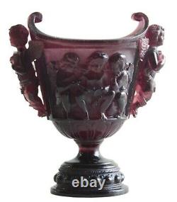 Vintage Vase Putti Figures Daum Nancy Art Nouveau Glass French Signed 1890s
