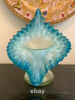 Vintage Vaseline Blurina Art Glass Jack in The Pulpit Tulip Vase